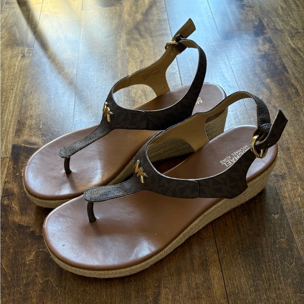 Michael Kors Brown Wedge Sandals